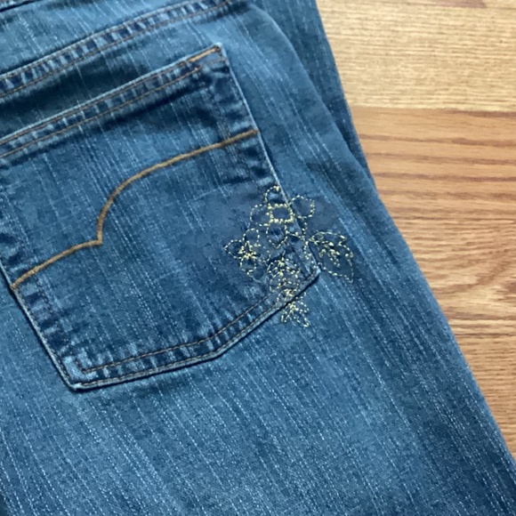 Geoffrey Beene  Metallic Gold Floral Design Boot Cut Stretch Jeans Sz 10S - Picture 5 of 6